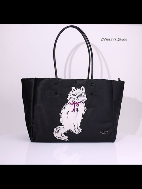 kate spade Handbags - kate spade Black Tote with White Cat and Pink Bow